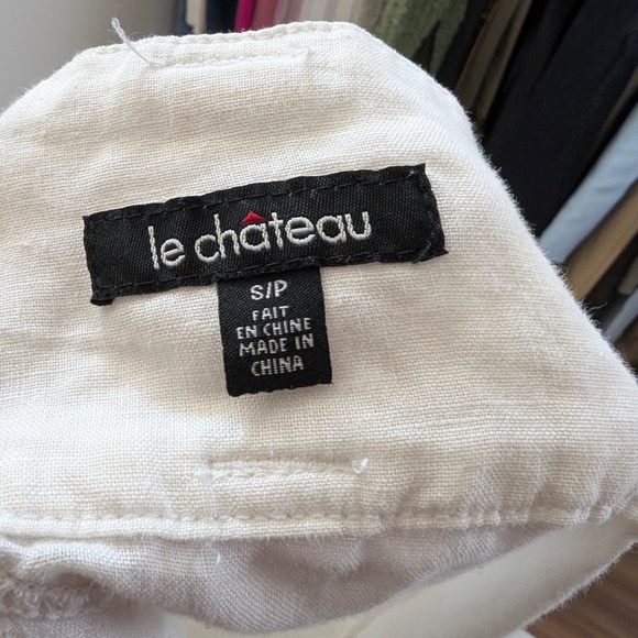 Linen Le Chateau Midi Skirt Asymmetrical White High Low Tiered Frayed Distressed - Picture 8 of 10